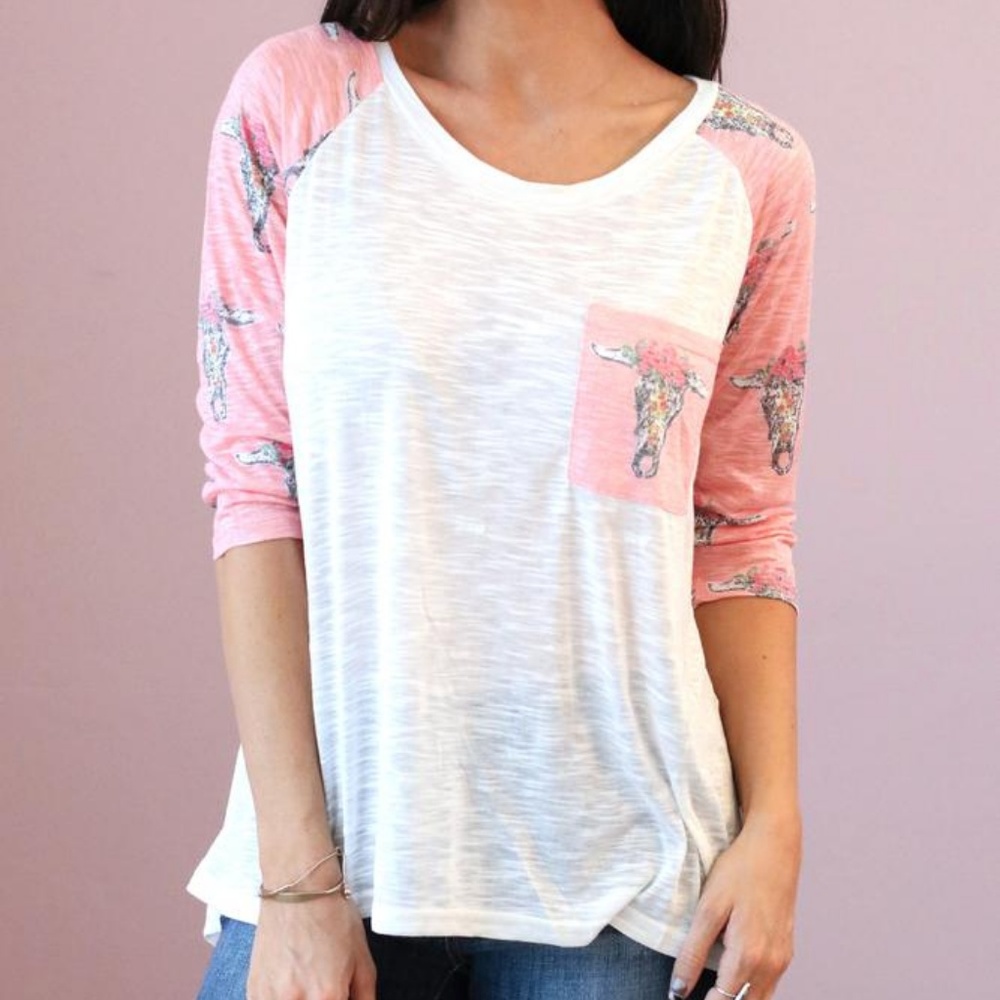 Soft And Sassy Boho Chic Top in Cream and Coral